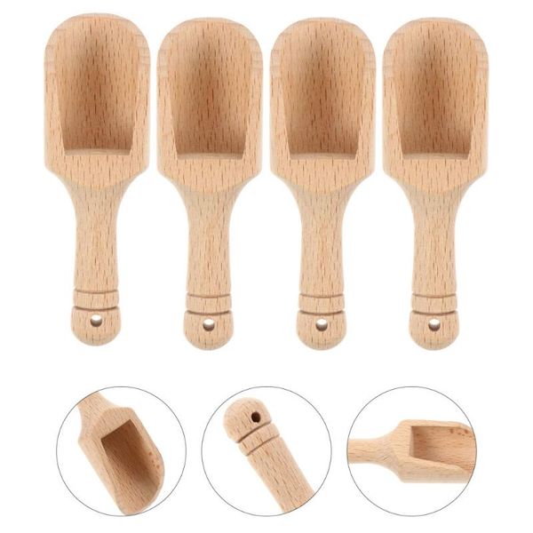 

spoons 4pcs salt shovel wooden scoop tea spoon for daily use