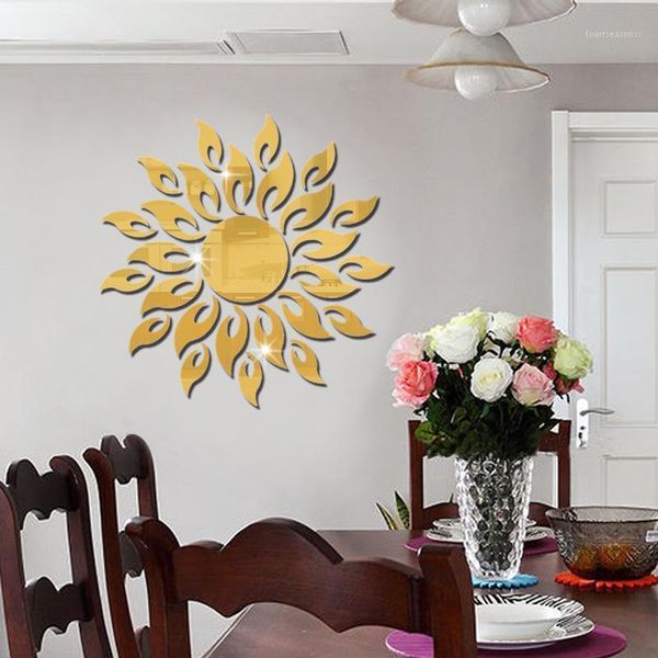 

mirrors acrylic mirror sticker silver golden sunflower wall1
