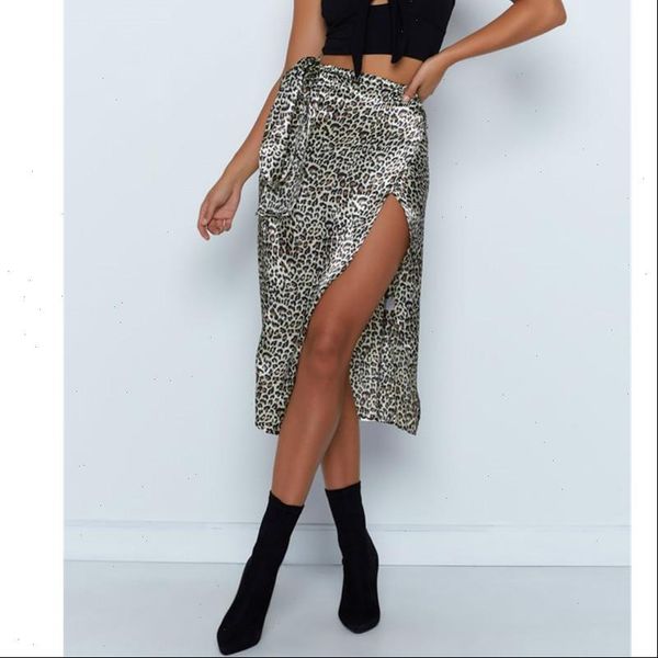 

womens midi skirt leopard printed high waist split thigh a line skirts womens summer vacation long skirt, Black