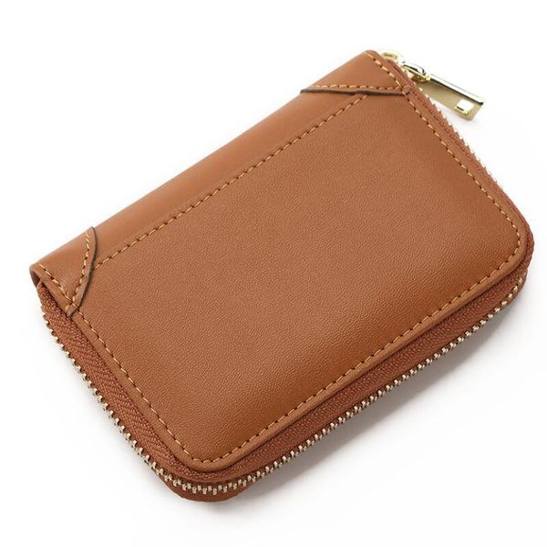 

card holders holder wallet case cow leather black business women men vintage bank id coin purse, Brown;gray