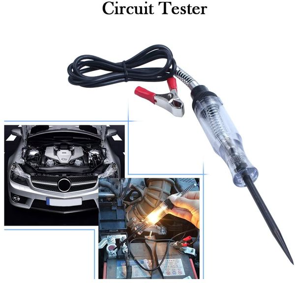 Fusibile di continuità del circuito luminoso del tester di tensione per auto per 6-24 V CC Indicatore luminoso di test della sonda per sistemi lunghi