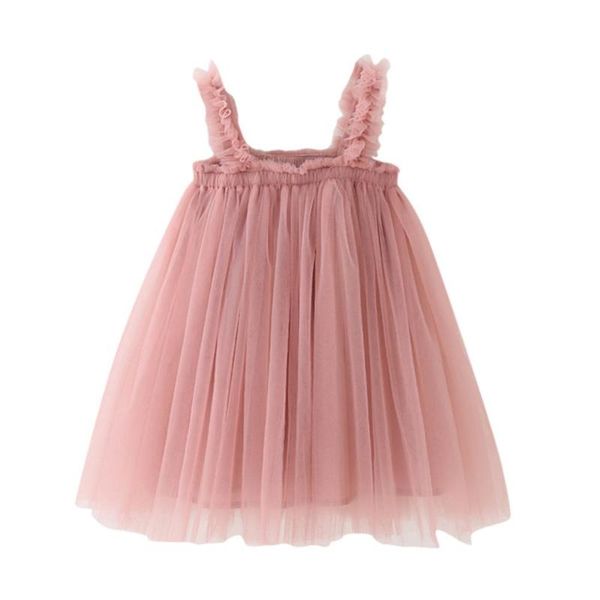 

toddler children kids baby girls princess clothes strap tulle solid dress