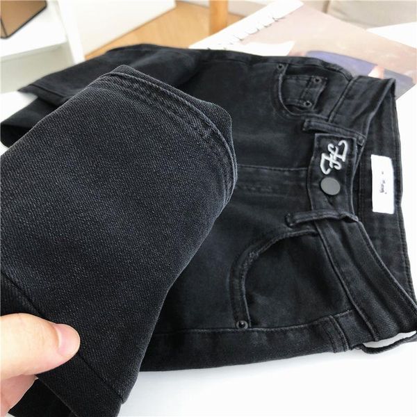 

woman jeans pants high waist autumn winter stretch feet pants, Blue