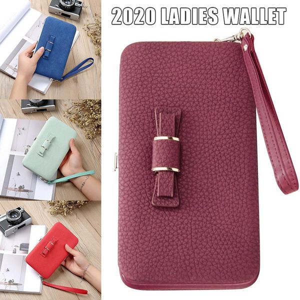 

wallets women pu leather clutch purse fashion cash phone cards holder case j55, Red;black