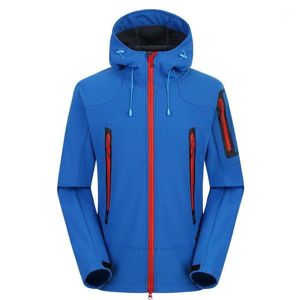 

outdoor softshell jacket men women windproof waterproof jackets men's soft shell hooded windbreaker ski hiking fleece warm coats1, Blue;black