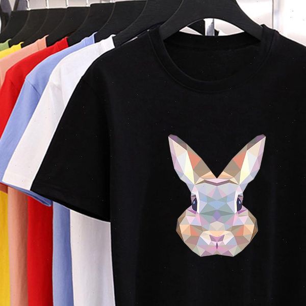 

popular styles bunny print short sleeve tshirt female harajuku multicolor womens shirt beautiful durable o neck fine tshirt, White
