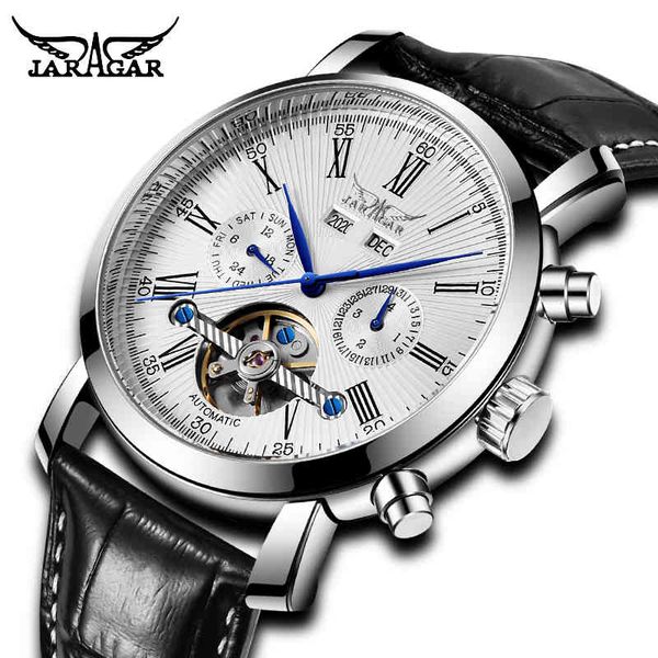 

jaragar human automatic clock racing series white scoreboard complete calendar lighting hands toubillion draft masculino rifles, Slivery;brown