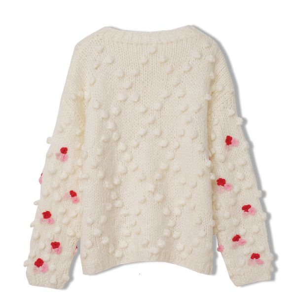 

spring autumn mesh handcrafted ball flower women's sweaters sweet outerwear t35011 pa7f, White;black