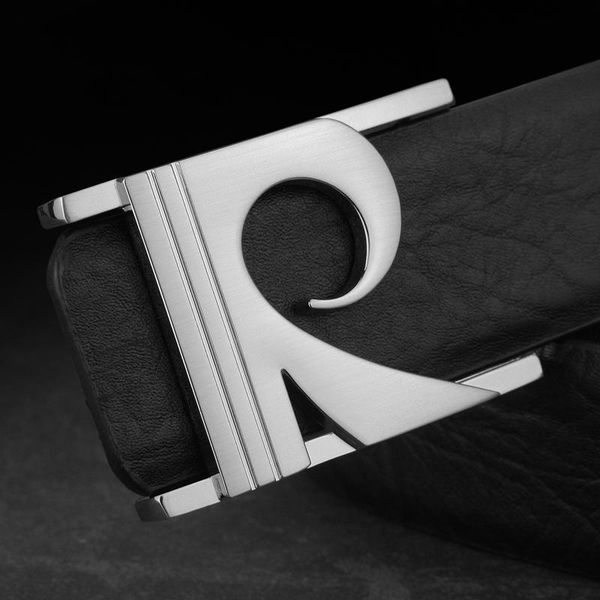 

belts letter r buckle belt men genuine leather 3.4cm male waist strap, Black;brown