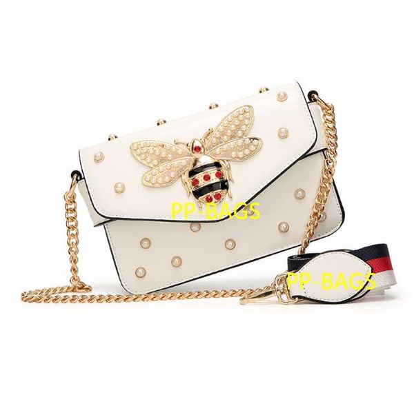 

fashion selling bag big bee style with gold chain solid color beaded women shoulder bags