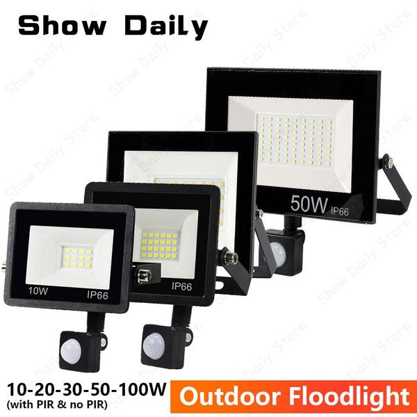 

floodlights led floodlight pir motion sensor 220v 10w 20w 30w 50w 100w waterproof ip66 outdoor induction lighting for garden street wall