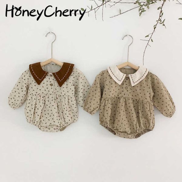 

spring romper baby grand floral corduroy baby leotard romper toddler girl clothes 210701, Blue