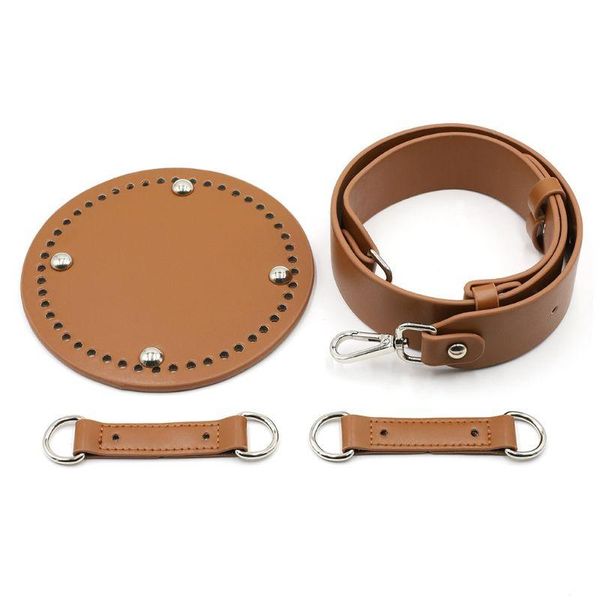 

bag parts & accessories 4pcs/set faux leather bucket bottom wide shoulder strap for diy knit handbag, Black