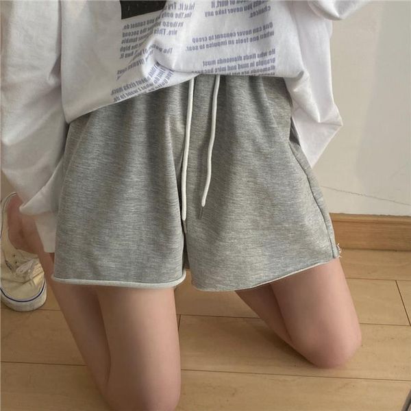 

korea ulzzang summer casual womens shorts large size solid color loose high waist harajuku punk ins vintage chic, White;black