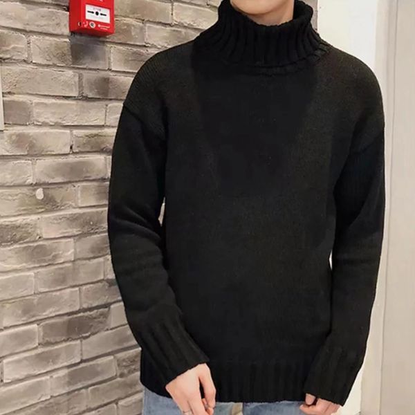 

women's autumn men's and winter solid color knitted sweater long-sleeved turtleneck pul x7se, White;black