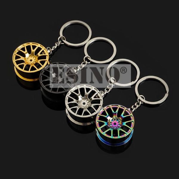 

keychains fashion design car accessory creative funny wheel rim keychain 3d metal zinc alloy key chain ring, Silver
