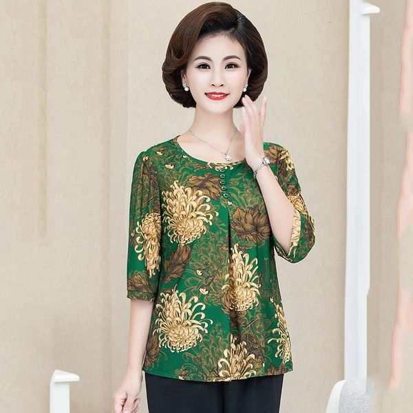 

2021 summer plus size blouse women half sleeve o neck slim floral print casual cap sleeve shirt ladies bluzki damskie chemisier, White