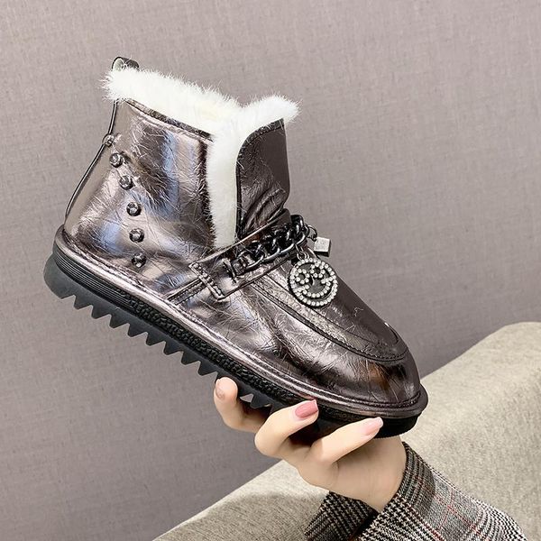 

boots 2021 women ankle round toe pu leather all match square high heel fashion winter shoes botas mujer, Black