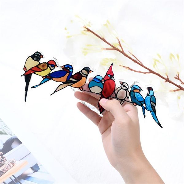 

decorative objects & figurines birds stained glass window hangings sun catcher bird species pendant acrylic hanging mothers day gift home
