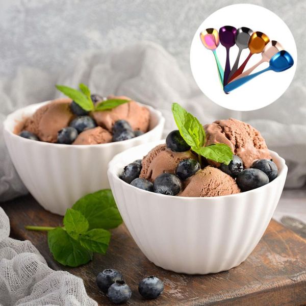 

spoons 6pcs stainless steel square ice cream flat kitchen gadgets