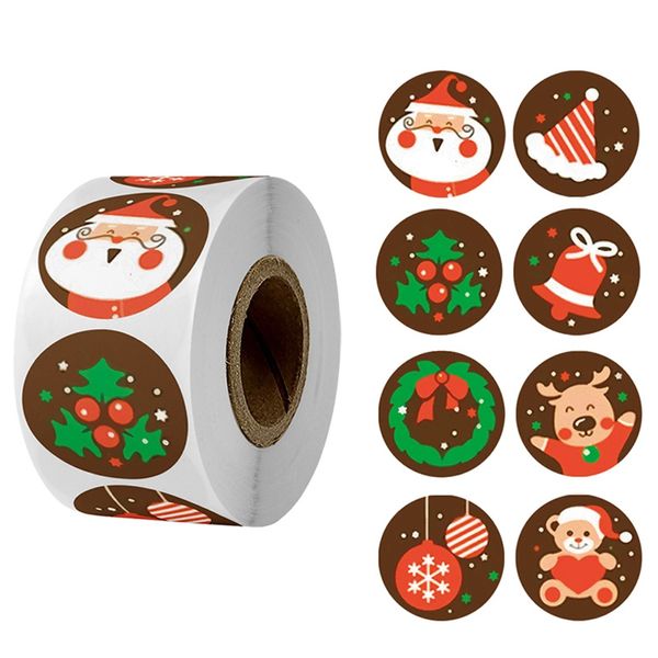 500 adet / rulo Merry Christmas Çıkartmalar Bannerlar Noel-Ağacı Elk Şeker Çanta Sızdırmazlık Sticker Noel-Hediyeler Kutusu Etiketleri Süslemeleri 0658