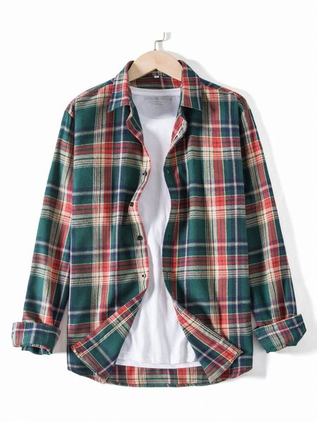 

men plaid button front shirt z2v6#, White;black