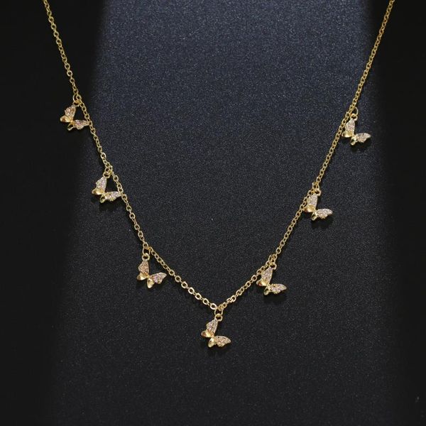 

pendant necklaces vintage fashion tiny choker butterfly necklace for women charm elegant romantic aesthetic jewelry gift, Silver