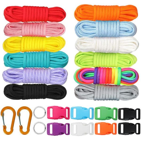 

outdoor gadgets 12 colors paracord kit - 4mm micro rope combo complete accessories for making bracelets, lanyards, dog collars