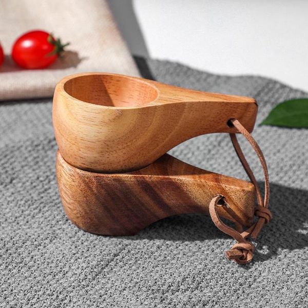 

mugs nordic style handmade wooden cup for camping hiking survival tea water coffee cups household kitchen supplies s9n0