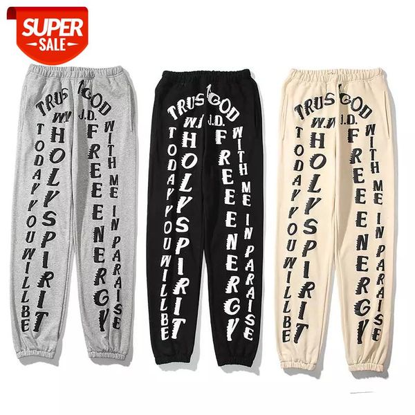 

kanye sunday service cpfm pants trust god limited three dimensional foam letter printing pure cotton terry sweatpants #6f3e, Black