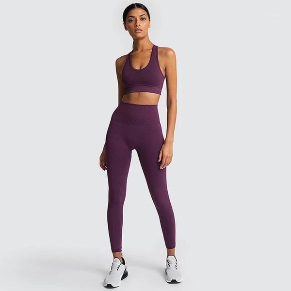 

yoga outfit seamless set women tracksuit long sleeve fitness gym clothing sports bras crop leggings workout suit sportswear