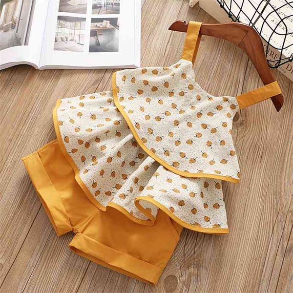 

girls clothes girls clothing sets fruit pattern cool suspenders skirt shorts two-piece suit toddler girl 210528, White