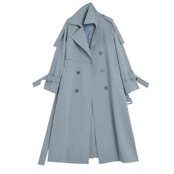 

women's trench coats [eam] women blue big size long casual lapel sleeve loose fit windbreaker fashion spring autumn 2022 1de2574 thvv, Tan;black