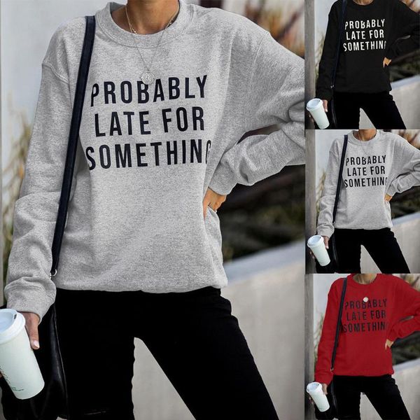 

women's hoodies & sweatshirts letter print pullover thickening coat women casual printing o-neck long sleeves sweatshirt blouse, Black