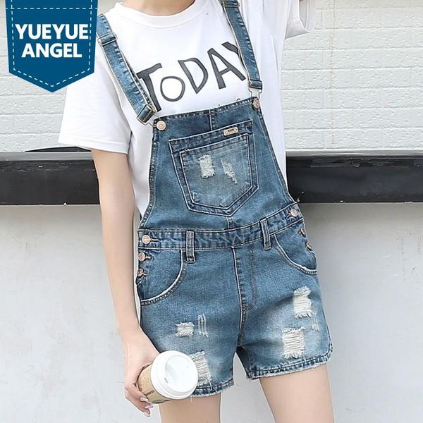 

women's jeans summer mother kids family denim overalls cowboy casual hole ripped suspender straps short pants holiday beach shorts, Blue