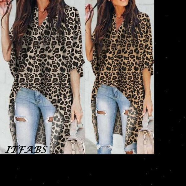 

2021 women ladies summer leopard print chiffon half sleeve casual shirt blouse women blouse femme camisas mujer, White