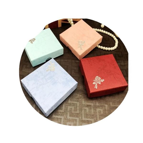 

gift wrap 1pc 9x9x3 cm wedding party decorations packaging square box rose print carton earrings/rings/bracelets/necklaces jewelry