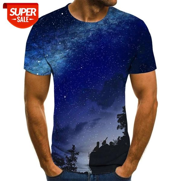

2020 new starry sky t-shirt interstellar fashion short sleeve summer round neck 3d men / women shirt casual t-shirt #fe4t, White;black