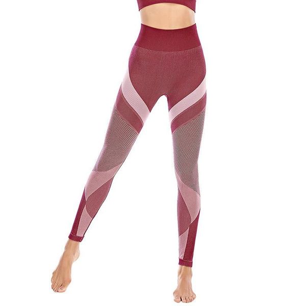

yoga outfits seamless knitted tights nine minutes fast dry breathable high waist peach hip sweatpants trousers female squat proof, White;red