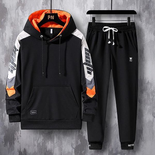 

autumn winter casual set men tracksuit long sleeve sports suit fashion mens two pieces jacket pants clothing plus size, Gray