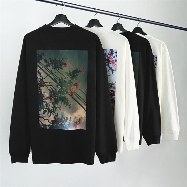 

2021 new digital print flowers fog t shirt men women 1:1 long sleeve streetwear essentials t-shirt tee 6q3q, White;black