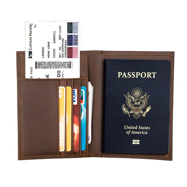 

card holders retro business holder male id wallet travel passport cover, Brown;gray