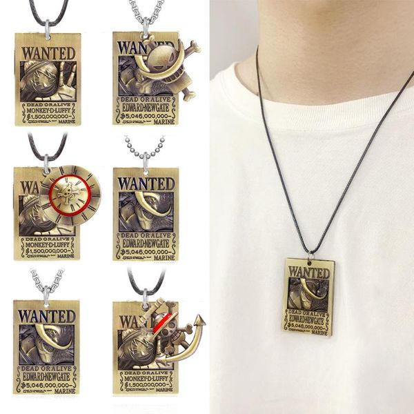 

pendant necklaces one piece wanted straw hat luffy chopper white beard metal necklace black zoronami gift accessories, Silver