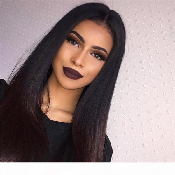 

peruvian 100% real human hair silky straight full lace wig lace front wig 130%-180% density in stock, Black;brown