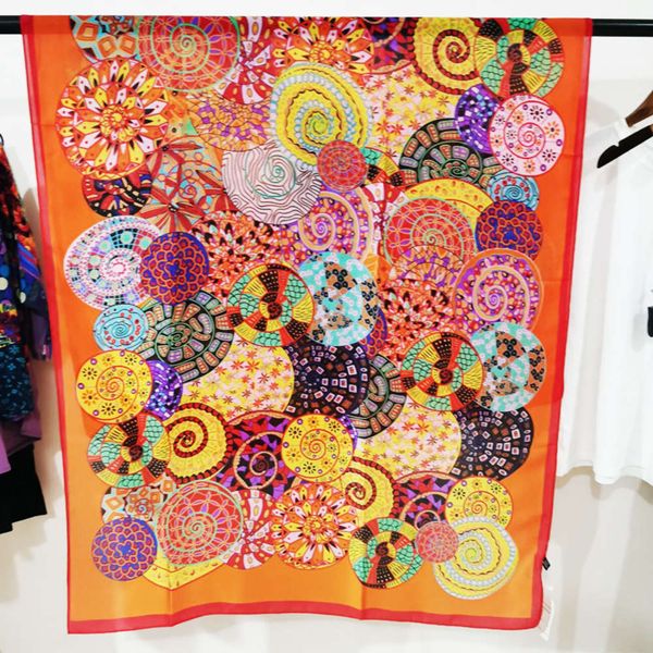 

kwai tiktok, the same autumn winter orange long scarf, new silk satin 90*180, Blue;black