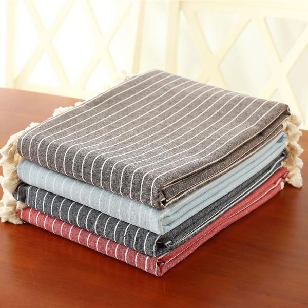 

table cloth 2021 designed japanese simple style stripe printed cotton&polyester tassels tablecloth