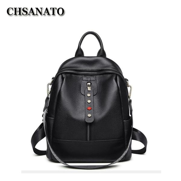 

backpack style chsanato women real cowhide leather fashion girls school ladies travel rucksack female retro business laptop