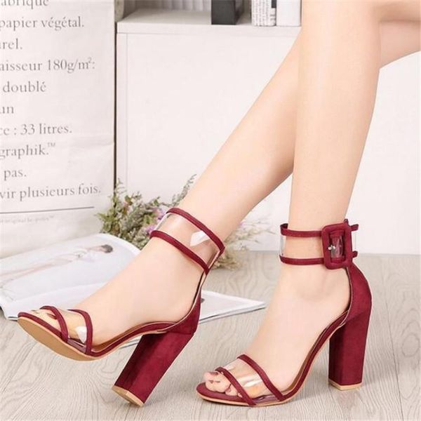 

large size womens sandals 2021 summer new thick heel high heel women's shoes transparent fashion platform sandals women slippers, Black