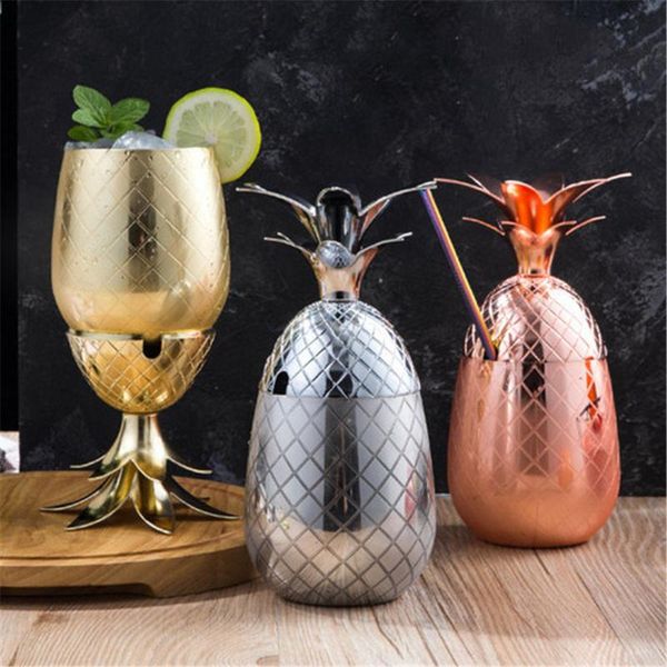 

mugs 500ml wine cup stainless steel pineapple shape cocktail glass bar cafe fashion party mug
