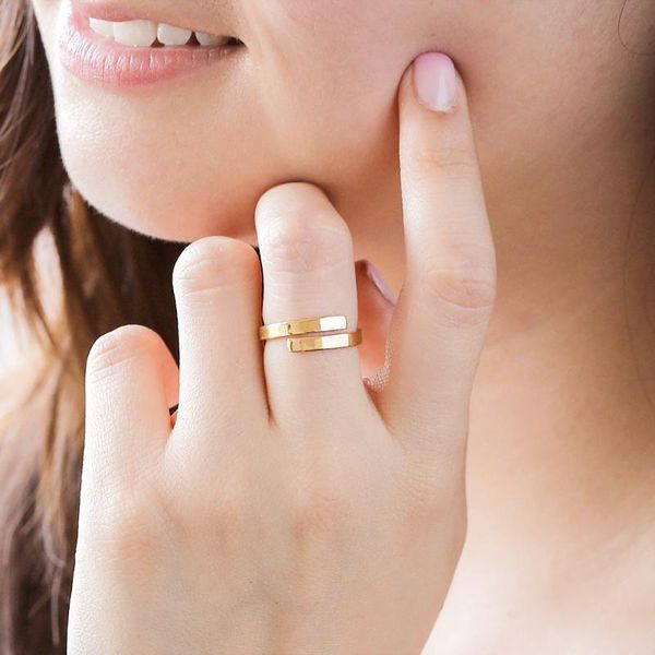 

cluster rings jujie minimalist couple for women 2021 custom letter adjustable stainless steel ring keychain circle key jewelry, Golden;silver